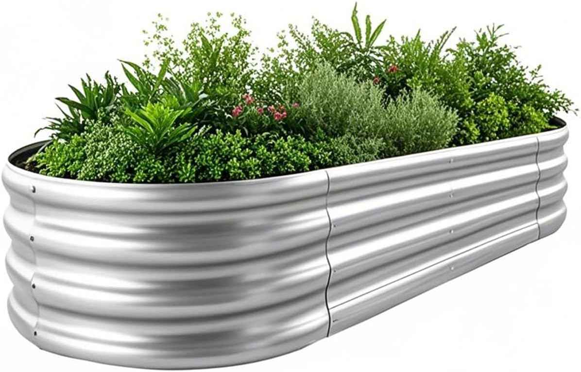 Galvanized Raised Garden Bed 4x2x1ft,Outdoor Large Metal Planter Box for Vegetables, Flowers, and Herbs – Heavy Duty Steel Raised Bed for Backyard Gardening – Rust-Resistant Flower Bed
