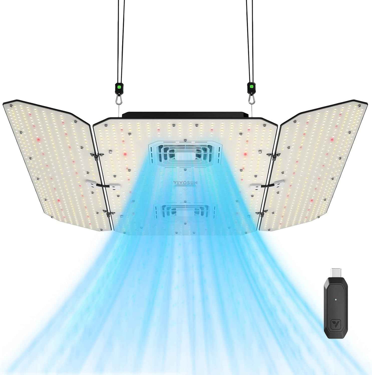 VIVOSUN AeroLight Wing AW400SE & GrowHub Controller E25, LED Grow Light 400W with Integrated Circulation Fan, Full Spectrum, Compatible with App & E42A, 4x4/5x5 Coverage