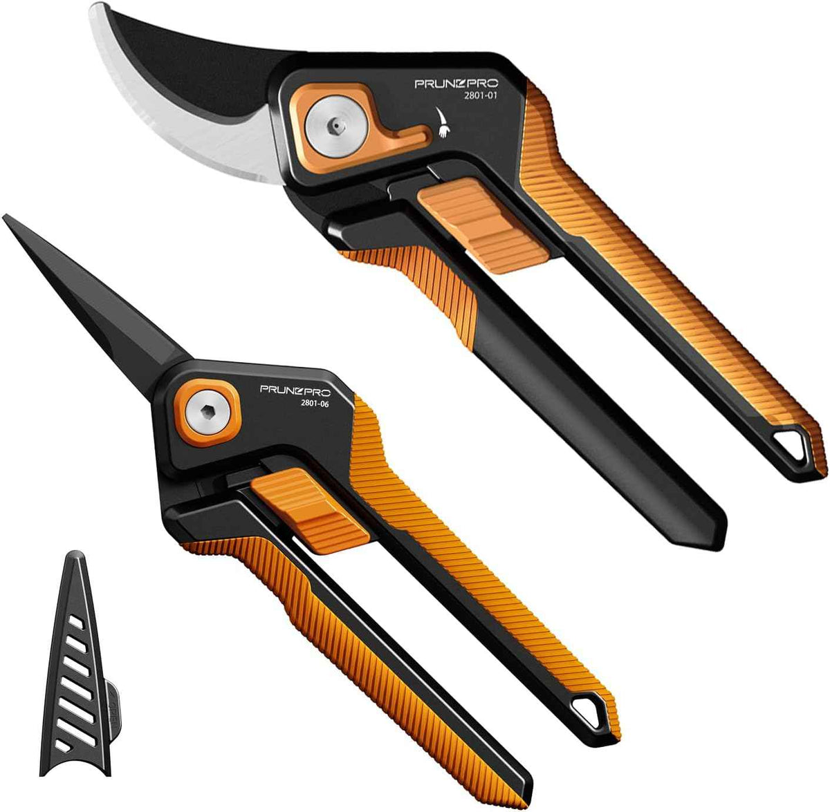 PrunePro Pruning Shears Gardening Scissors Set Professional Hand Pruner Sharp Stainless Steel Blade Teflon Coating Garden Scissors Plant Flower Garden Clipper Orange