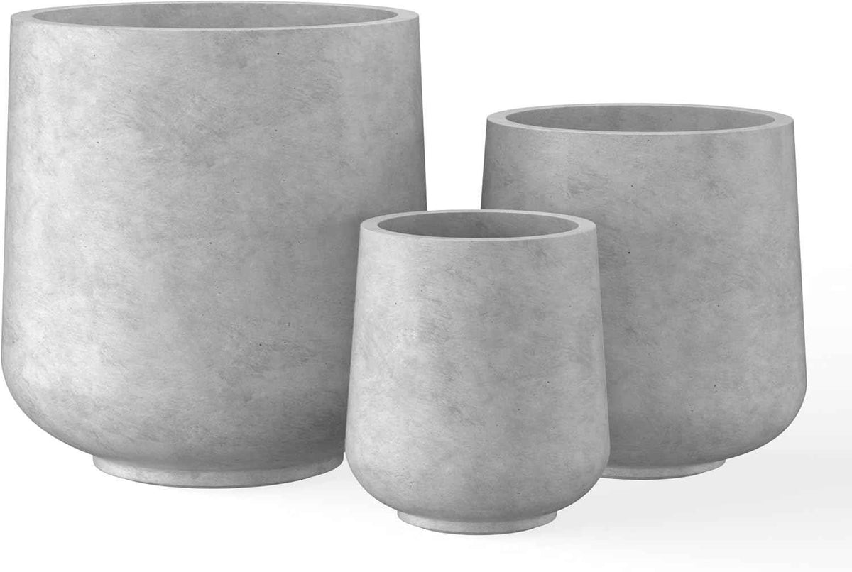 Kante 15.3"+11.6"+8.2" Dia Round Concrete Planter, Large Outdoor Indoor Planter Pots Containers with Drainage Holes and Rubber Plug for Home Garden Patio, Natural Concrete