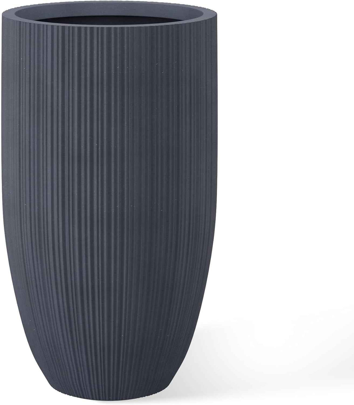 Kante 24 Inch Tall Round Concrete Planter, Large Indoor Outdoor Plant Pots with Drainage Hole and Rubber Plug, Modern Decorative Garden Pots for Home Patio Porch, Textured Charcoal