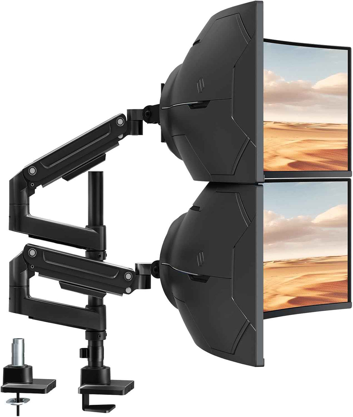 Dual Monitor-Arm Heavy-Duty for 17-49-inch Screens - Premium Vertical Stacked Dual Monitor Arm Desk Mount for Ultrawide Screens up to 44lbs, Fully Adjustability, VESA 75/100 mm, Black