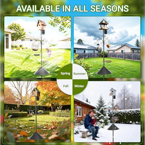 92 Inch Bird Feeder Pole for Outdoors, Heavy Duty Squirrel Proof Baffle