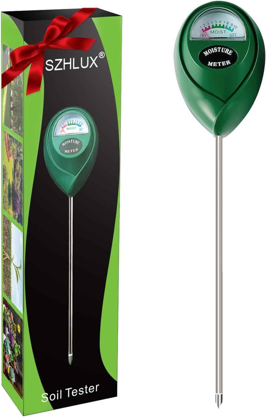 SZHLUX Moisture Meter Water Monitor Soil Hygrometer Sensor Care, Lawn, Farm, Indoor & Outdoor. (Plant Gifts for Gardeners), 10.23inch, Green