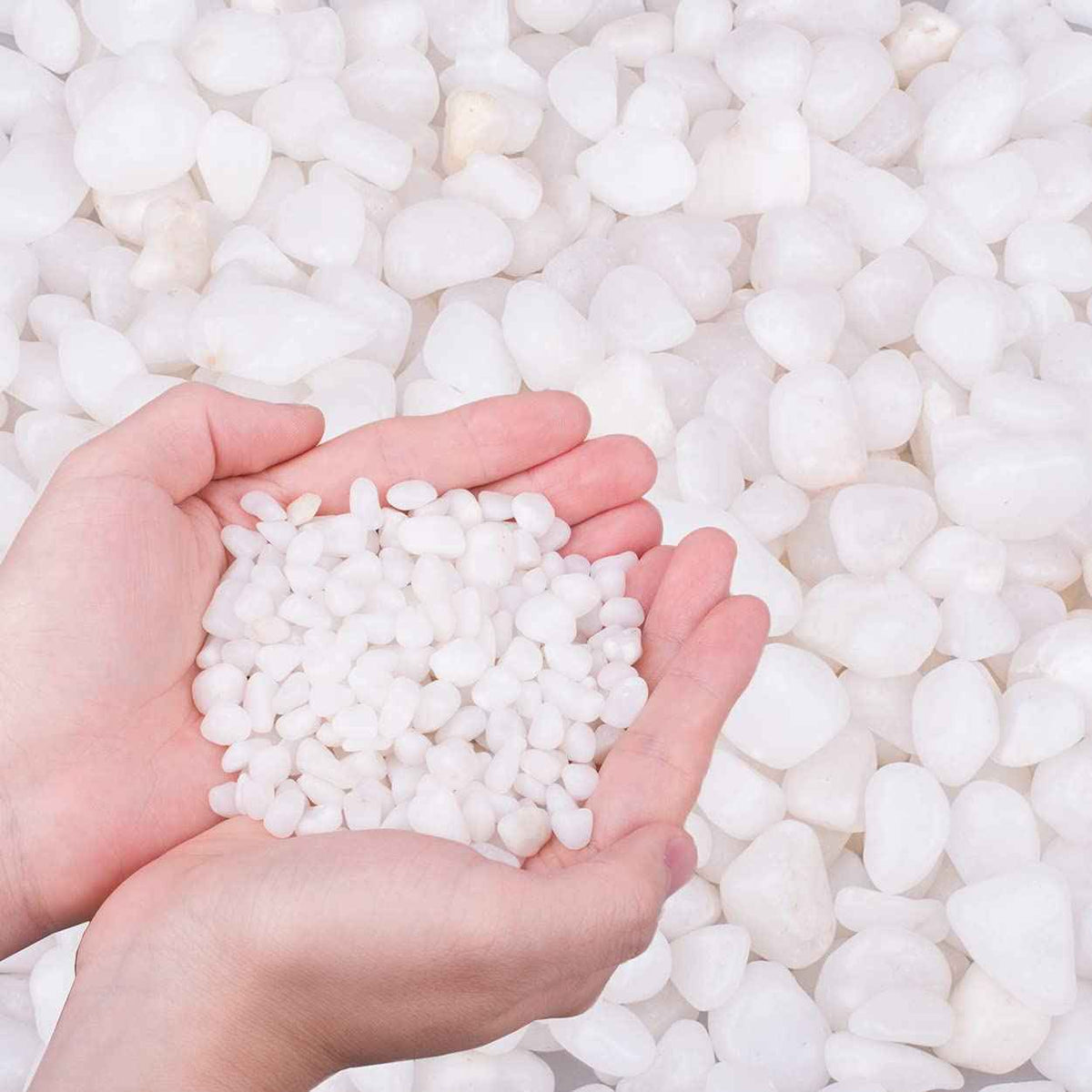 HOT SEAL 12.0 LB White Polished Pebbles 3/8", Natural Decorative Smooth River Rocks, Gravel Size White Small Pebble Stone for Succulent, Bonsai, Potted Plants, Landscaping, Fairy Garden, Aquarium