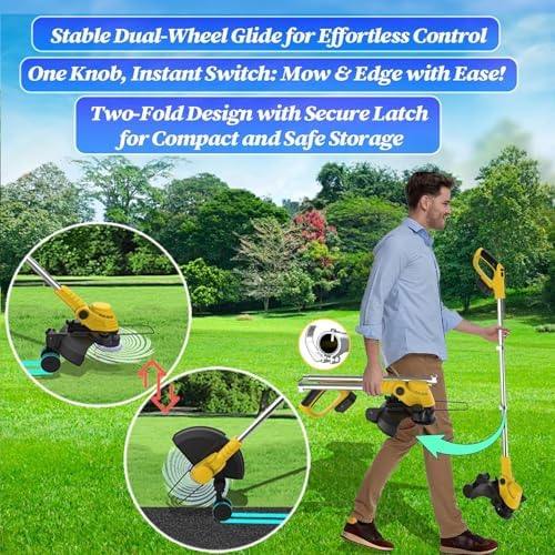20000 RPM(4.0AhX1) Electric Weed Wacker,Dual-Durable-Line,Metal