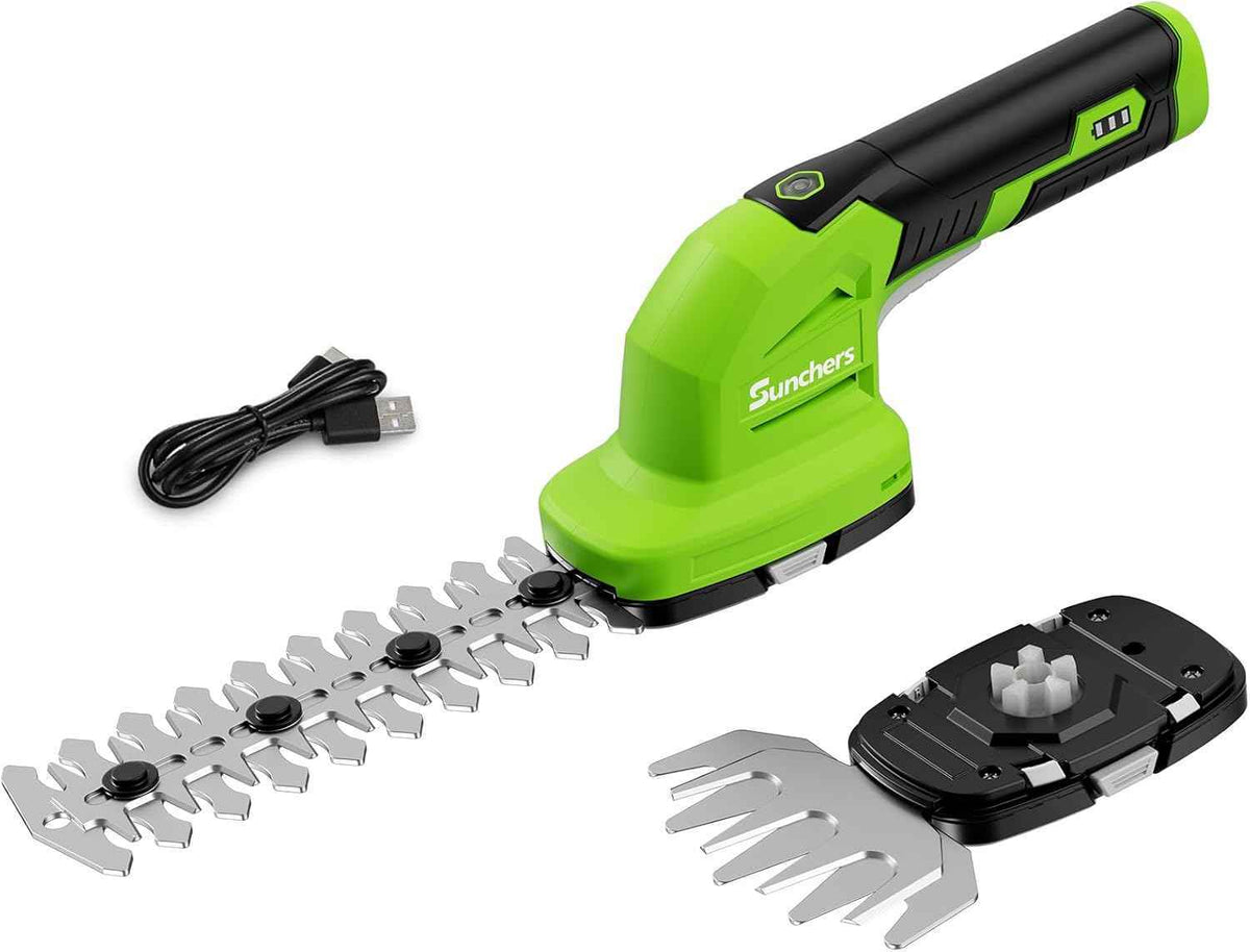 2 in 1 Hedge Trimmer Cordless, 7.2V Electric Grass Cutter Hedge Shears, Handheld Shrub Bush Trimmer, Lightweight Grass Shears, Rechargeable Yard Tool Battery and Type-C Cable, Father Day for Dad