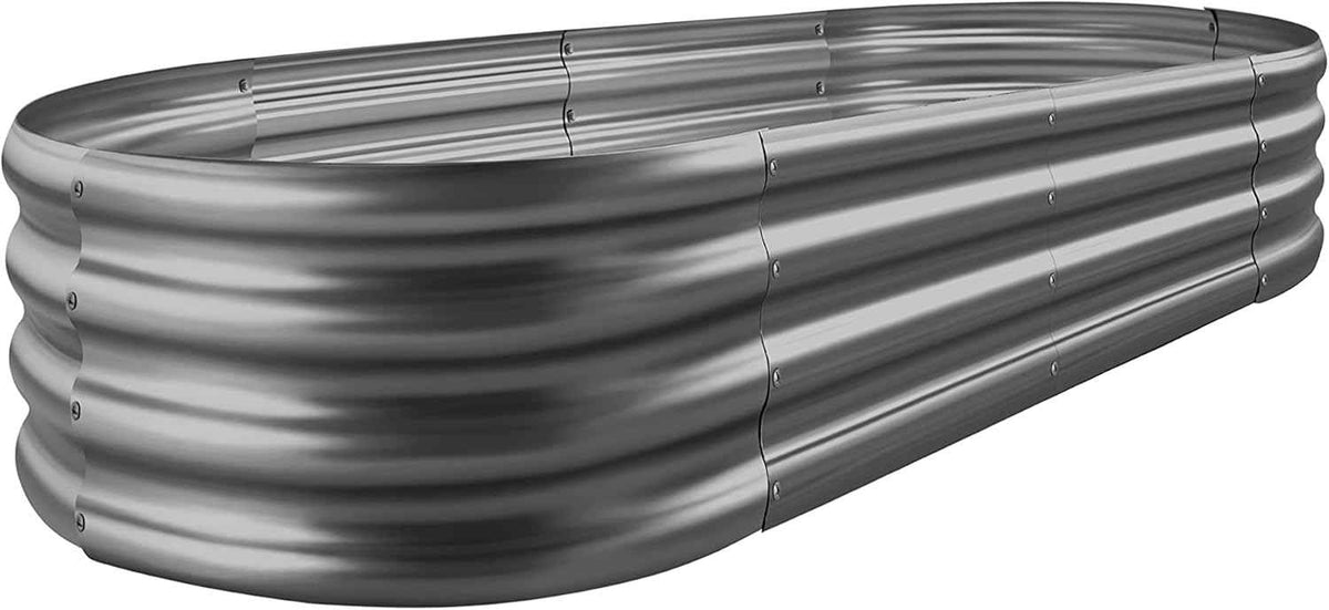 Land Guard 6×3×1 ft Galvanized Raised Garden Bed Kit, Raised Garden Boxes Outdoor, Oval Metal Raised Garden Beds for Vegetables, Flowers, Herbs(Grey)……