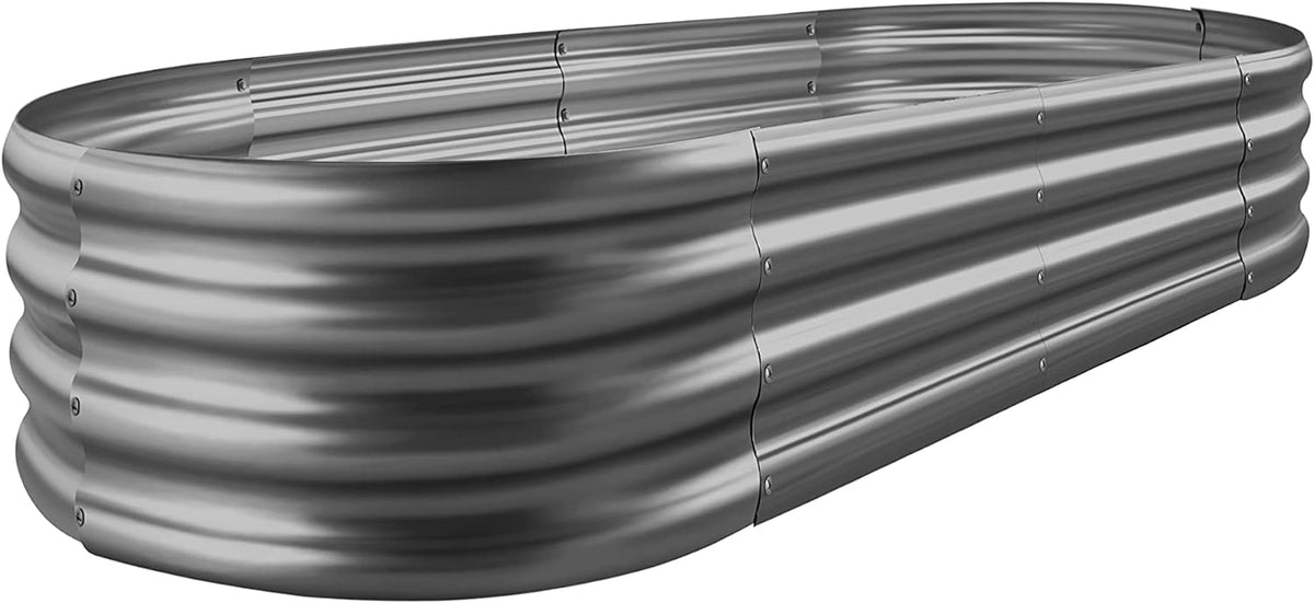 Land Guard 8×4×1 ft Galvanized Raised Garden Bed Kit,Raised Garden Boxes Outdoor, Oval Metal Raised Garden Beds for Vegetables(Grey)………
