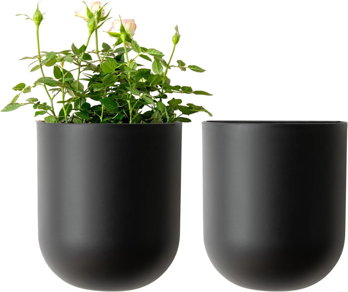 LA JOLIE MUSE Wall Hanging Planters for Indoor Plants,Hanging Flower Pots for Air Plants Succulent, Set of 2, 5.7L*4.1W*7H, Black