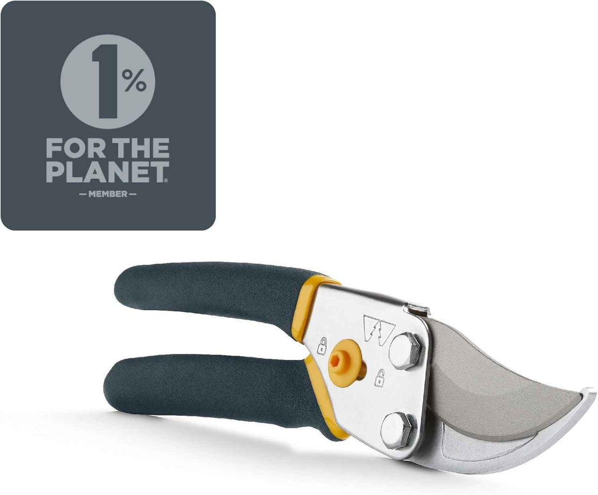 Woodland Tools Co. Bypass Pruning Shears for Gardening – 5/8" Cut Capacity, High Carbon Steel Blade with Non-Stick Coating, Soft Grip, Steel Handle, Hand Pruner for Plants, Flowers, and Shrubs