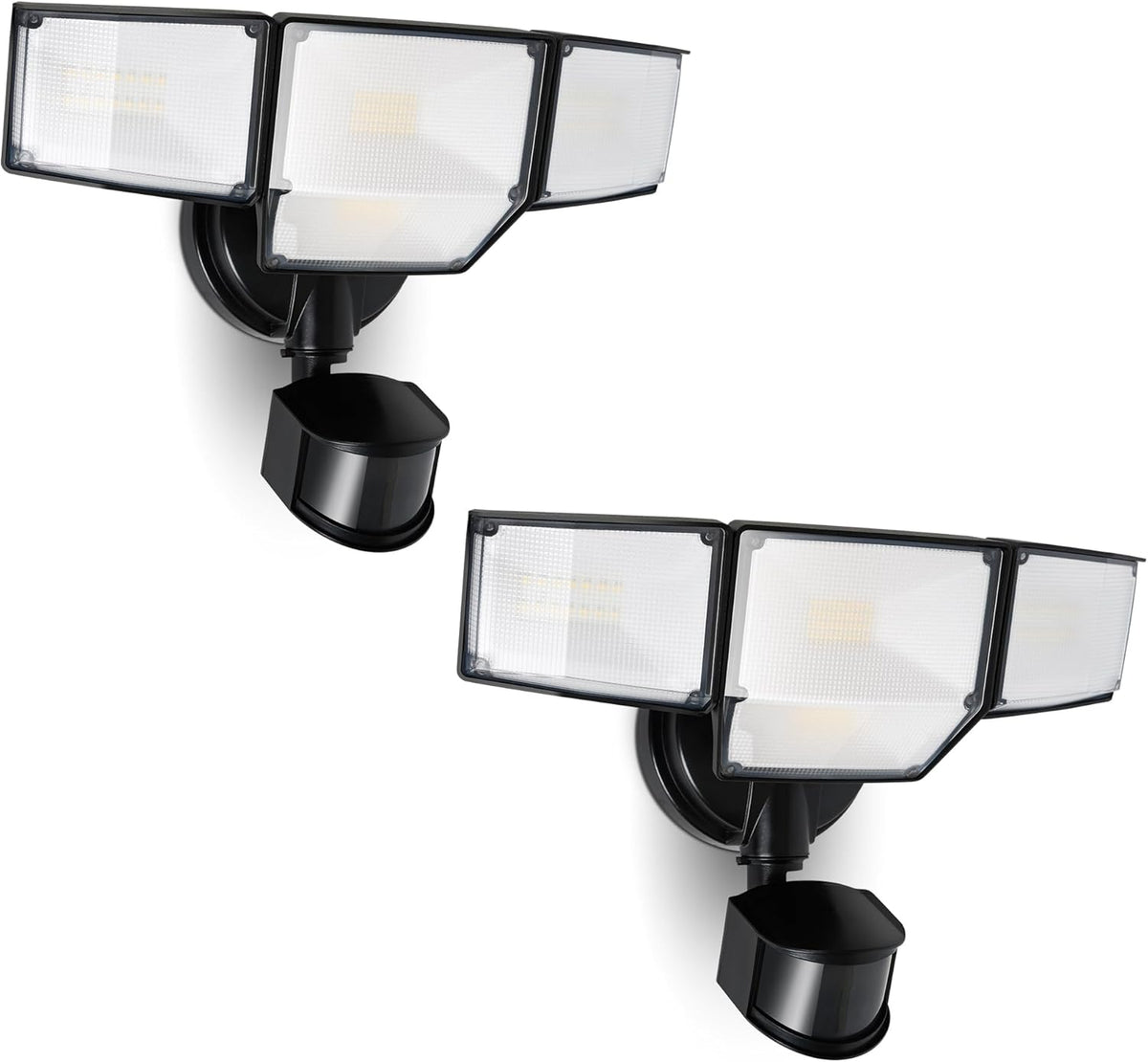 LUTEC 80W 9000LM LED Security Lights Motion Sensor Outdoor Lights, 4 Head LED Flood Light Outdoor 5000K Daylight, IP65 Waterproof, Motion Detected Light for Outside, Garage, Yard - 2 Pack (Black)