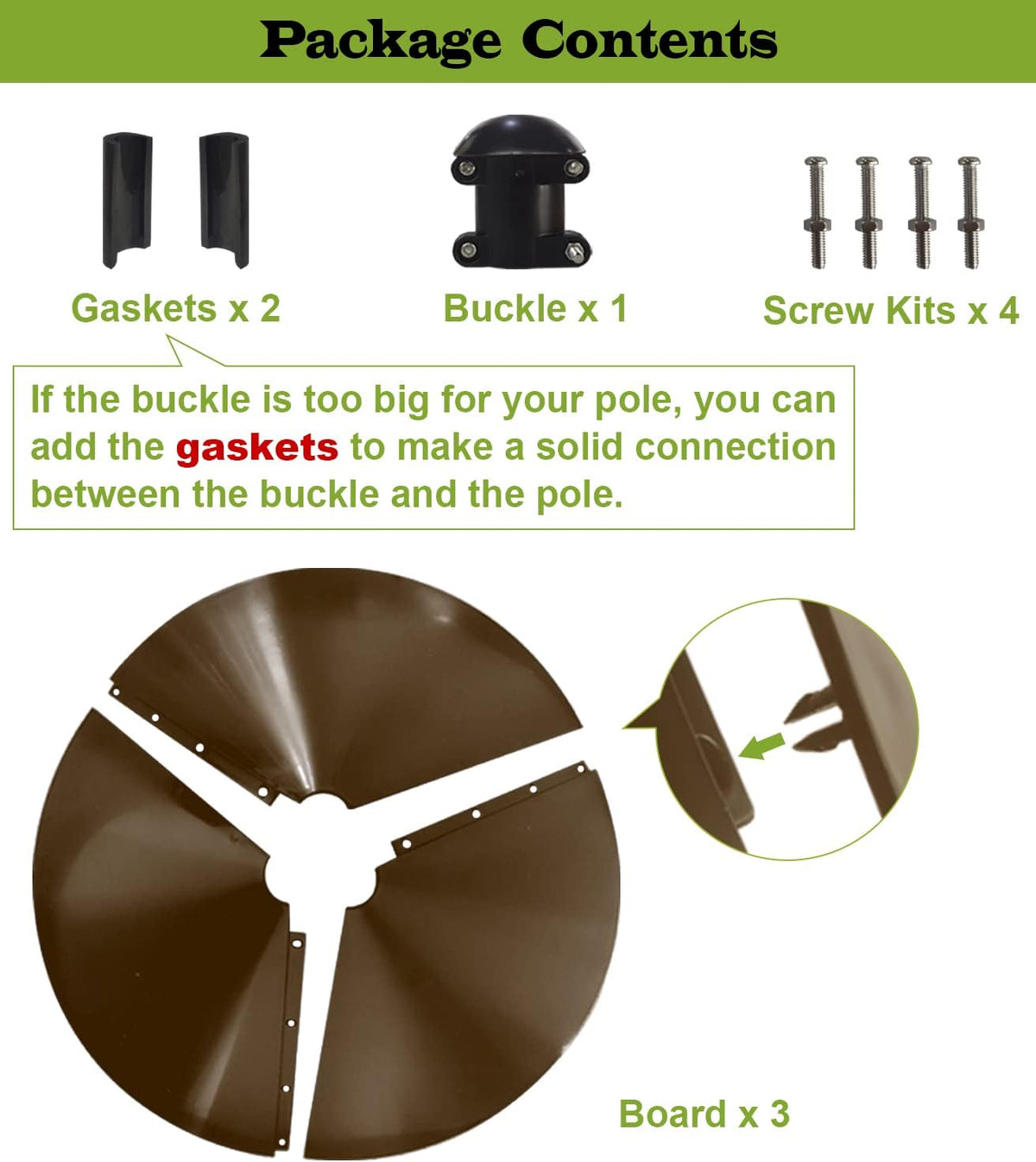 Wide Squirrel Baffle for Bird Feeder Poles – 19 in, Brown, 1 Pack