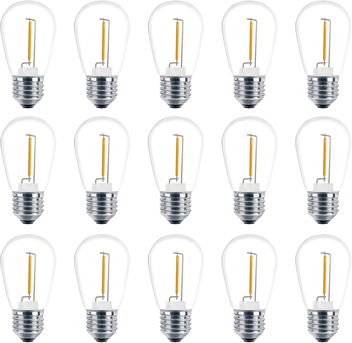 Meconard Shatterproof LED S14 Replacement Light Bulbs,E26 Medium Screw Base, Vintage Edison Bulbs Equivalent to 11 Watt, Fits for Commercial Outdoor Patio String Lights, 2200K Warm White, 15 Pack