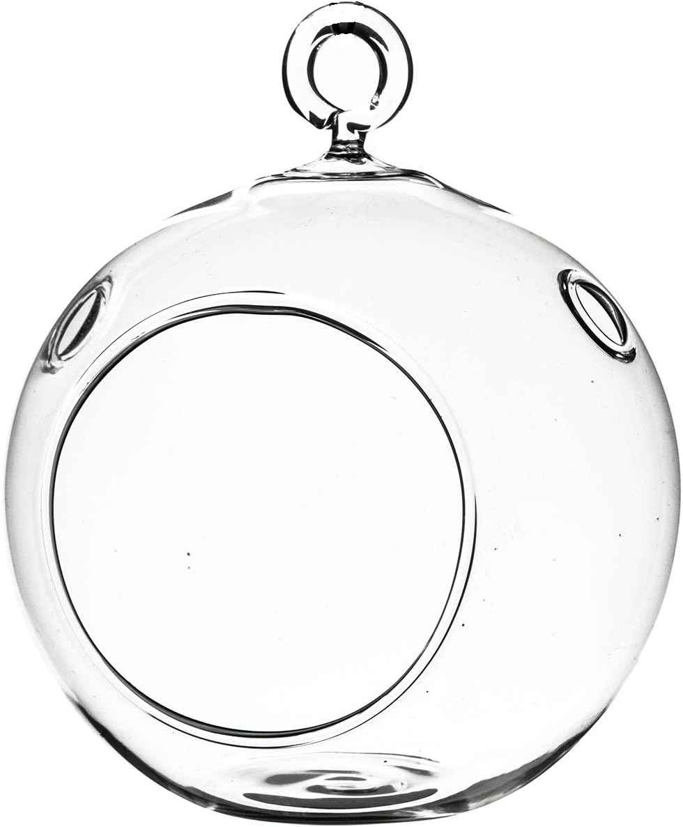 WGV Hanging Terrarium Globe, Width 3", Height 4", DIY Air Succulent Planter, Clear Glass Vase Orb with Flat Bottom, Candle Holder for Windowsill Outdoor Garden Decor, 1 Piece