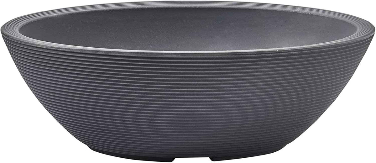Crescent Garden Delano Oval Planter Bowl, Succulent Garden, Unique Indoor/Outdoor Double-Walled Plant Bowl with Plug- Oval Shape - 30" L x 21" W x 10" H (Slate)