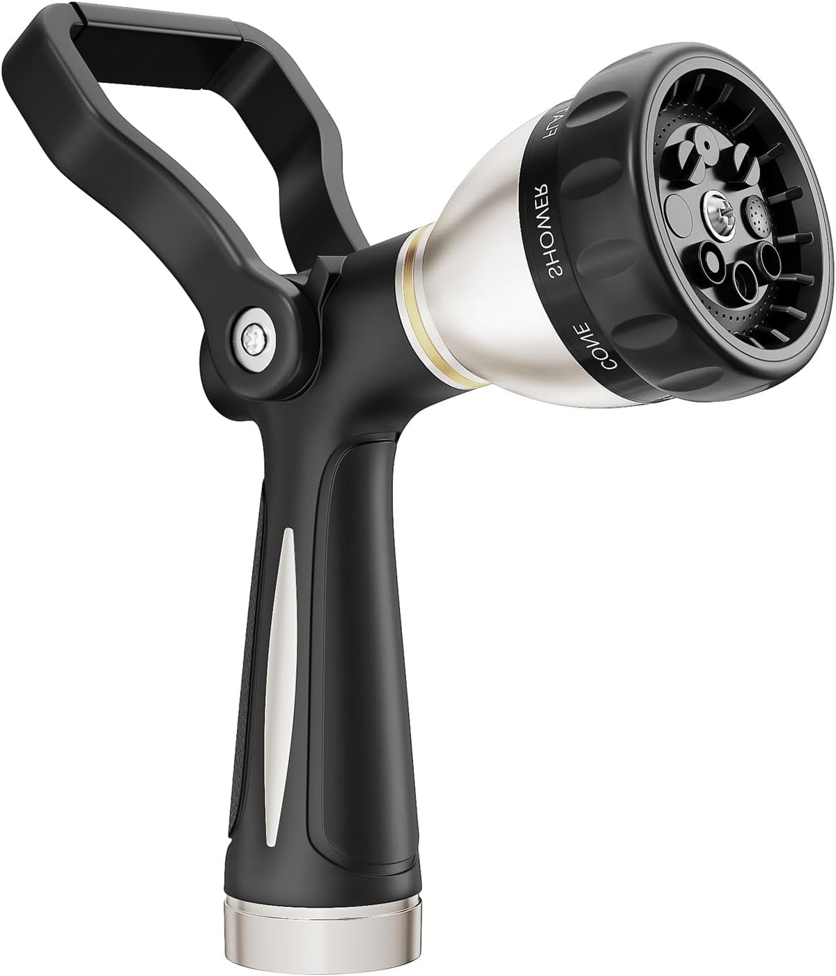 FANHAO Heavy Duty Fireman's Hose Nozzle, Metal Water Nozzle with 8 Spray Patterns,High Pressure Garden Hose Sprayer with Lever Control and Non-Slip Grip to Water Lawns & Plants, Wash Cars & Clean