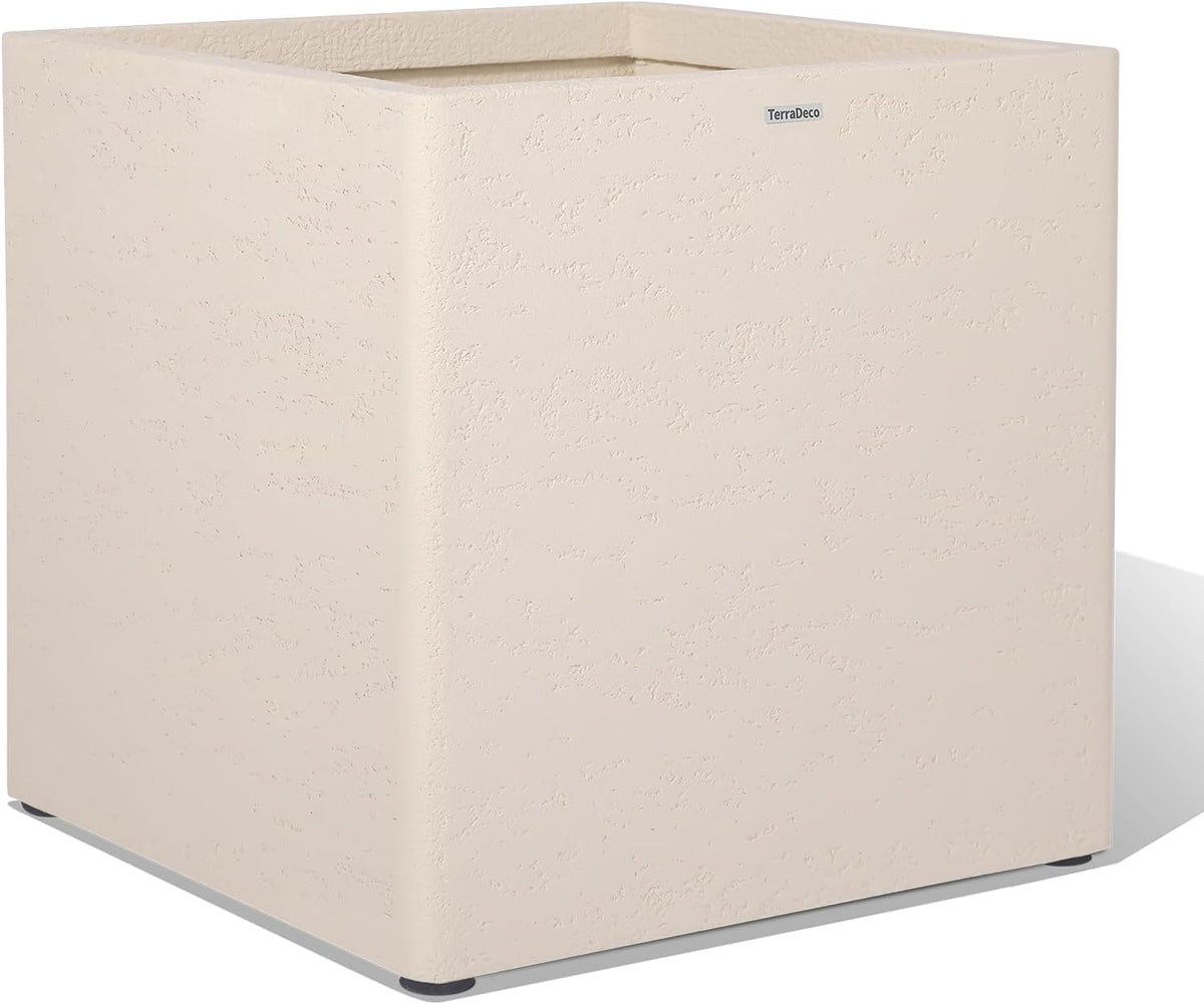 20 Inch Square Concrete Planter(20Lx20Wx20H,48 Pounds),Durable All-Weather Use with Drainage Holes,Large Square Planter for Outdoor Indoor Plants