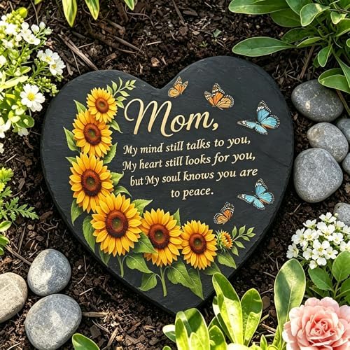 Sympathy Gifts for Loss of Loved One with Bracket, Memorial Garden Stones in Memory of Mom Gifts, Condolence Bereavement Gift for Garden Outside, or Home Decor 7.87inch