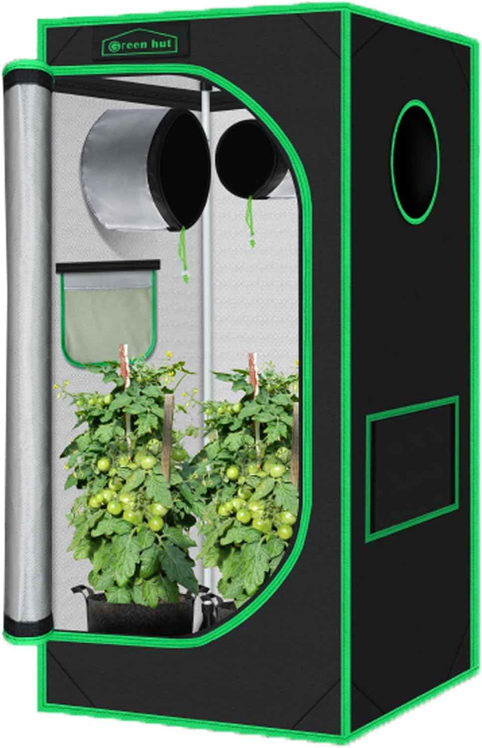 Grow Tent 24"x24"x48" 600D Mylar Hydroponic Indoor Grow Tents with Observation Window, Removable Floor Tray and Tool Bag for Indoor Plant Growing 2x2