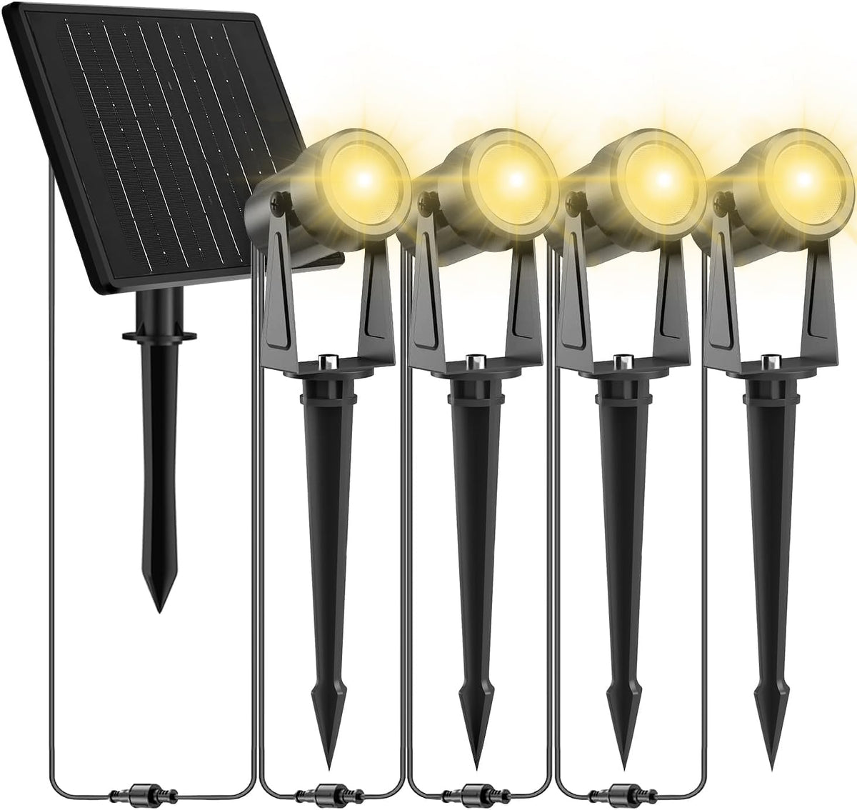ZYAN Solar Landscape Spotlights Outdoor Waterproof IP65, Bright Solar Powered Garden Yard Spot Lights for Outside Plant, Tree, Pathway, Auto On/Off Wall Lights for Walkway, Lawn, Pool Areas-4 Pack