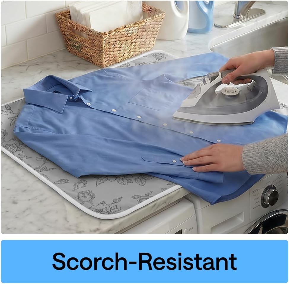 Magnetic Ironing Mat – Silicone-Coated, 400°F Heat Resistant, 28×24 In