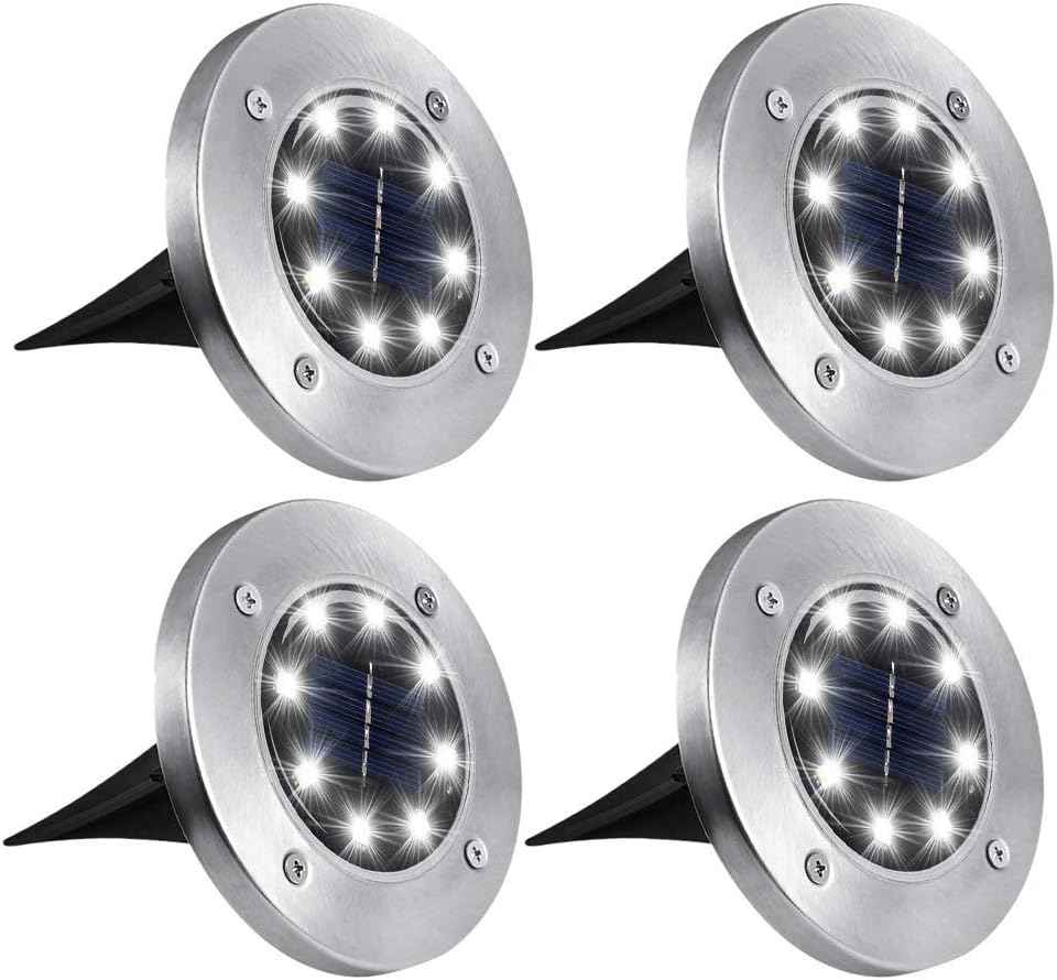 ZGWJ Solar Ground Lights,4 Pack Waterproof Solar Garden Lights, Upgraded Outdoor Garden Waterproof Bright in-Ground Lighting, Landscape Lighting for Pathway,Yard,Deck,Lawn,Patio,Walkway White