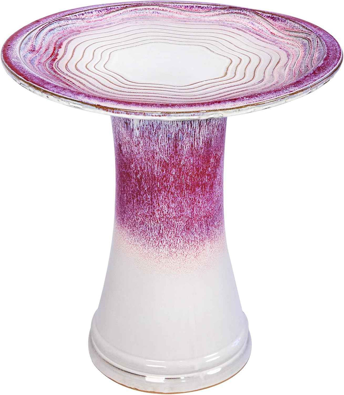 Ceramic Bird Bath for Outdoors – 18" H Birdbath Tool-Free Assembly, Hand-Glazed Earthenware with Non-Slip Bowl, Weather-Proof Sturdy Pedestal Design, Garden Decor(Red)