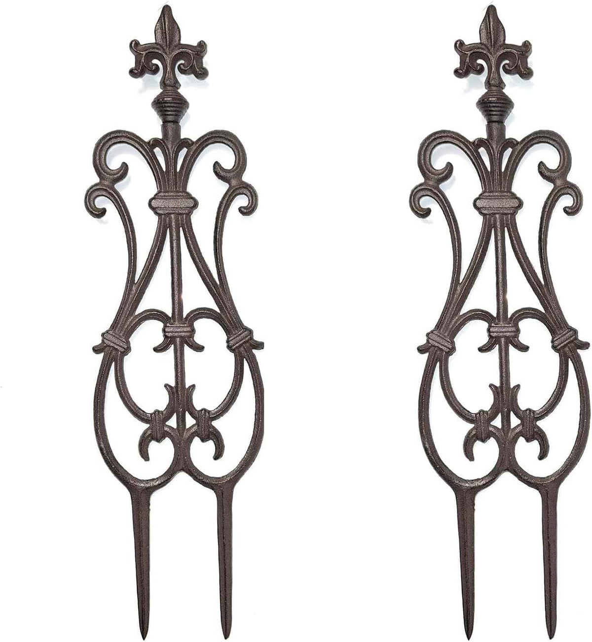 Ornate Cast Iron Garden Edging Fence(28" Tall) - 2 Pack Heavy Duty Metal Border for Lawn, Patio & Landscaping HC8775