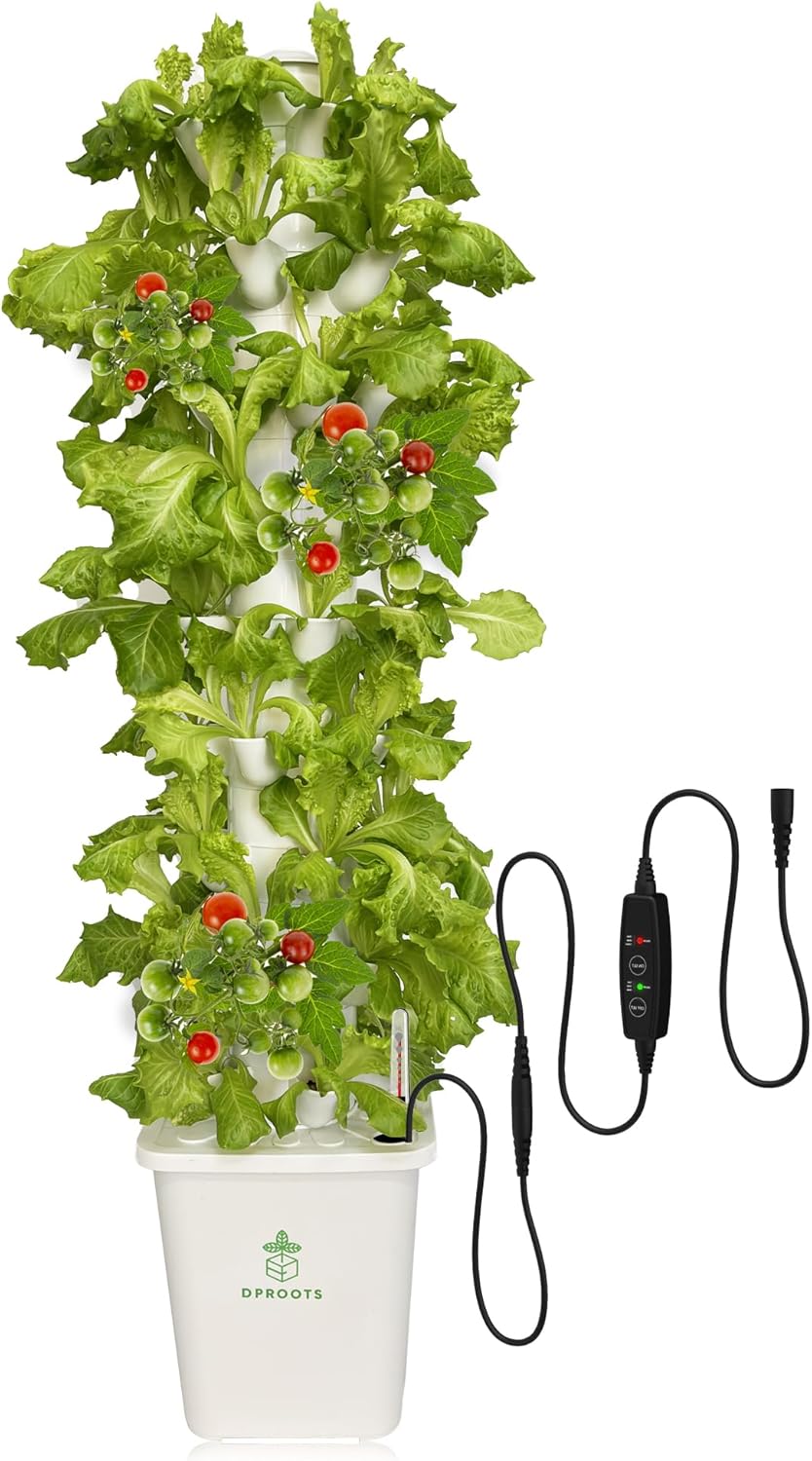 Hydroponic Tower Growing System,45 Pods Vertical Garden,Suitable for Indoor and Greenhouse, Grow Herbs and Vegetables,Houseplant Farming with Water Circulation and Automatic Timer