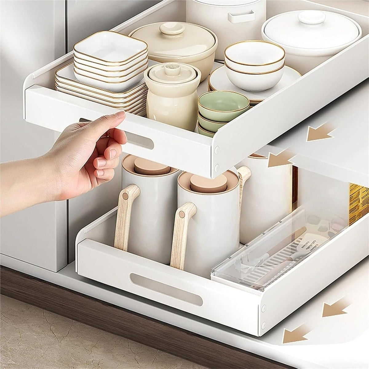 Pull Out Cabinet Drawer Organizer, Carbon Steel