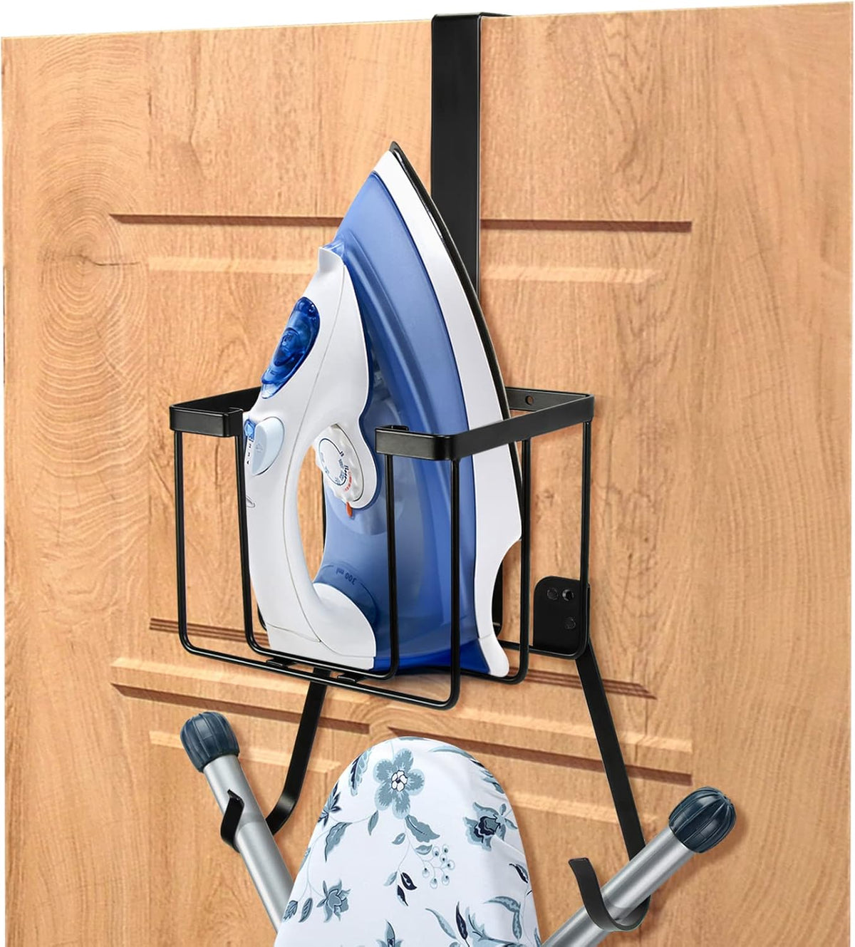 Black Over-Door Iron and Ironing Board Storage Caddy - Field & Nook