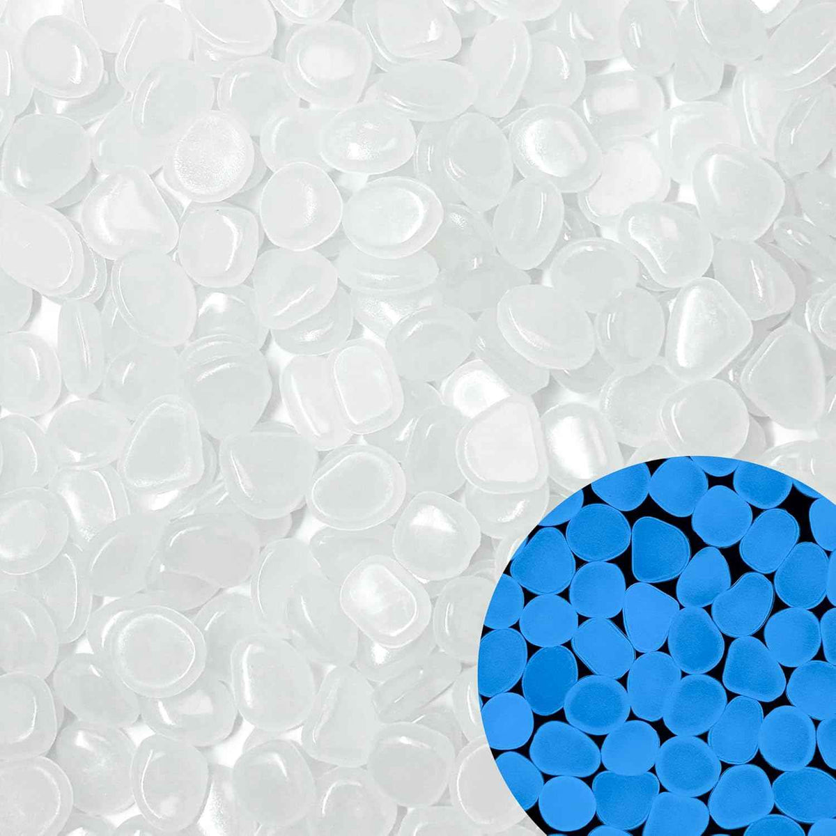 Glow in The Dark Rocks Outdoor Garden Pebbles Stones, 1.2Lbs White Fish Tank Glow Rocks Resin Glowing Pebbles for Garden/Aquarium/Planter/Walkway/Driveway