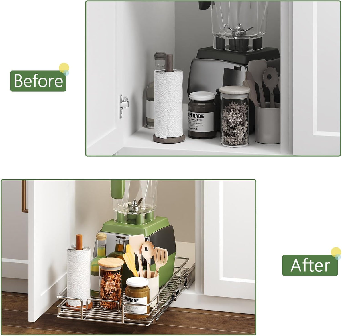 Pull Out Cabinet Organizer, 10½" W x 18" D