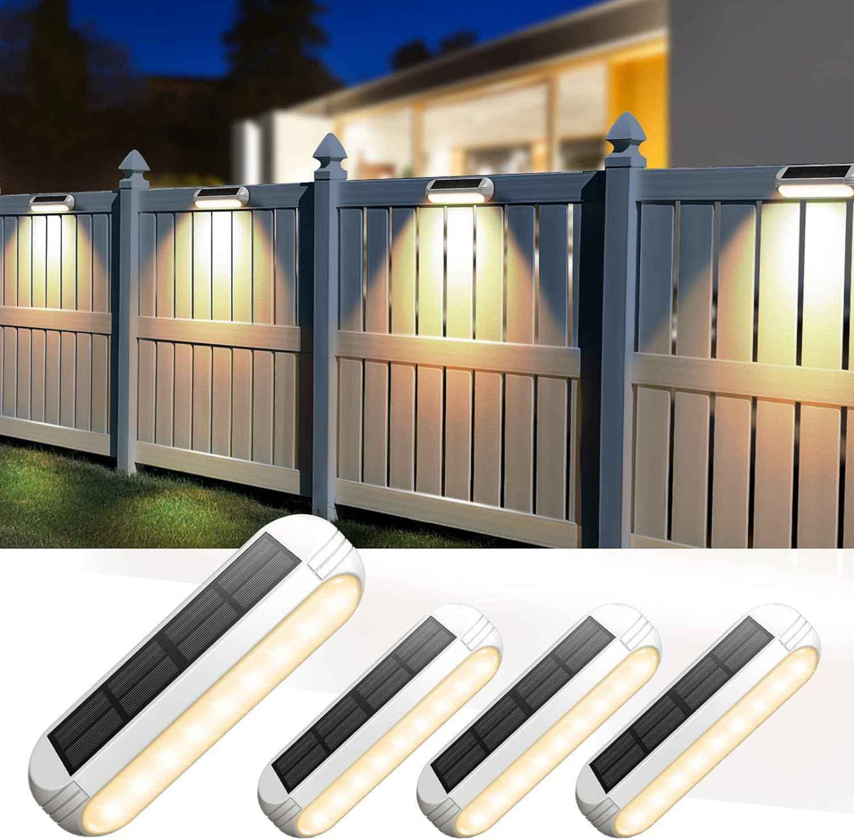 Ahaorigin Solar Outdoor Lights 4 Pack, Bright Fence Lights with Multi-Color Changing & Warm White Mode, Upgraded Solar Step Lights Outdoor Waterproof for Garden Deck Post Stair Yard and Wall