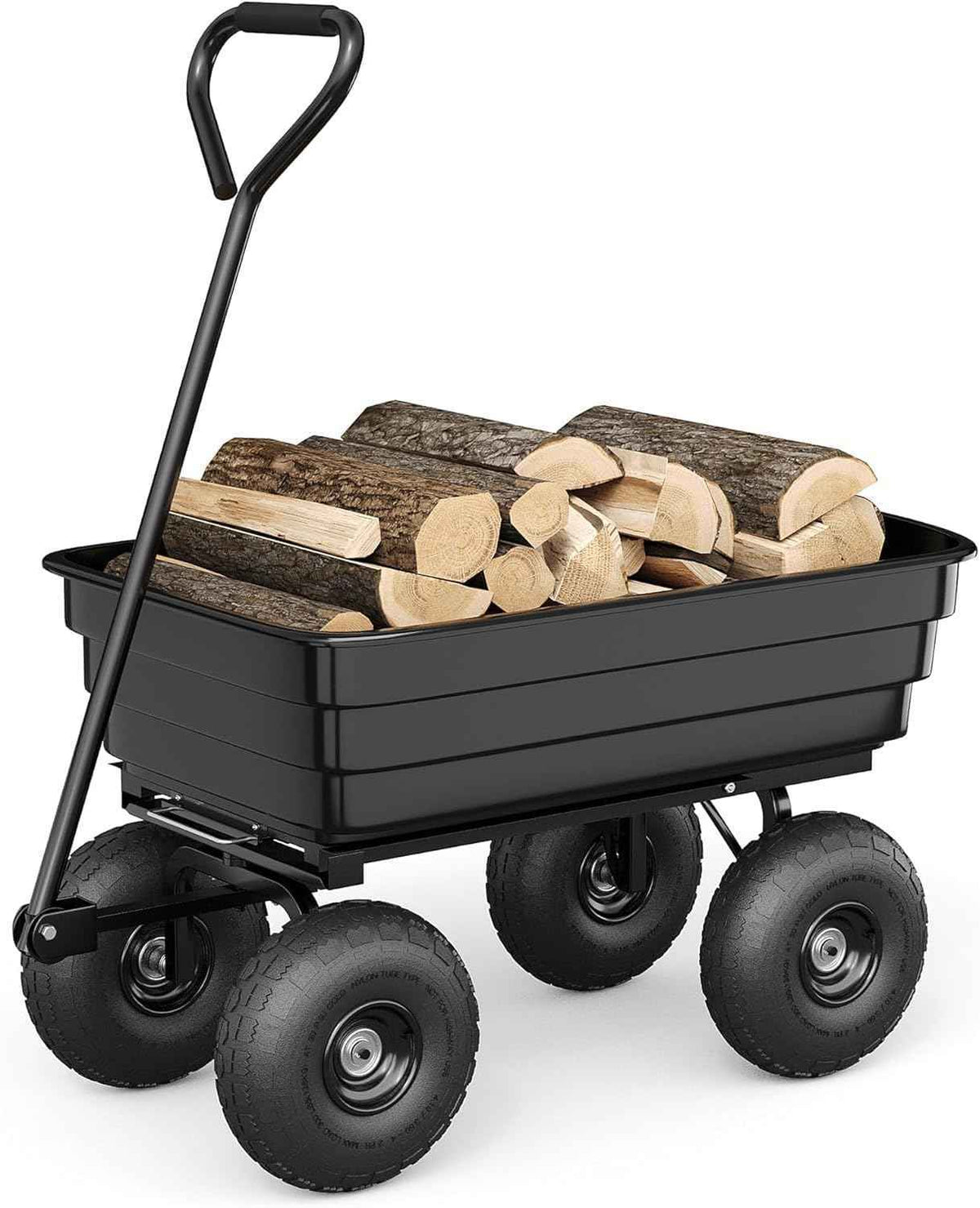 Poly Dump Cart - Heavy Duty 1200lbs Garden Cart with Quick-Release Dumping & No-Flat 10" Tires, Utility Wagon for Yard Work, Landscaping, Gardening