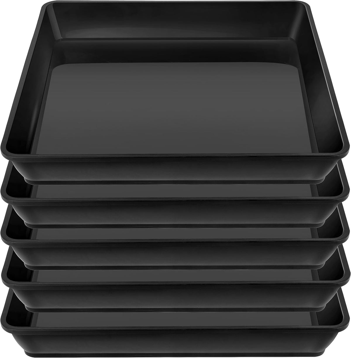 Square Plant Saucer 6inch 5 Pack, Plastic Plant Saucers, Plant Water Dray Tray, 8 10 12 14 16 18 20 Inch Garden Planters for for Pots Base Indoors and Outdoors Plants(6 inch Black)