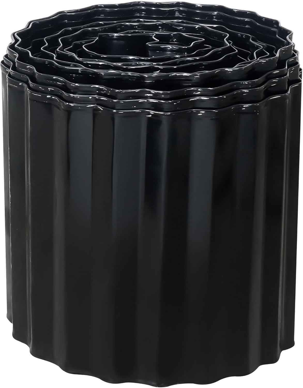Quibbay Corrugated Metal Garden Edging, 6"20Ft Landscape Border for Lawn, Flower Bed and Garden, Sturdy Galvanized Steel Yard, Flexible for DIY Landscaping and Yard, Black