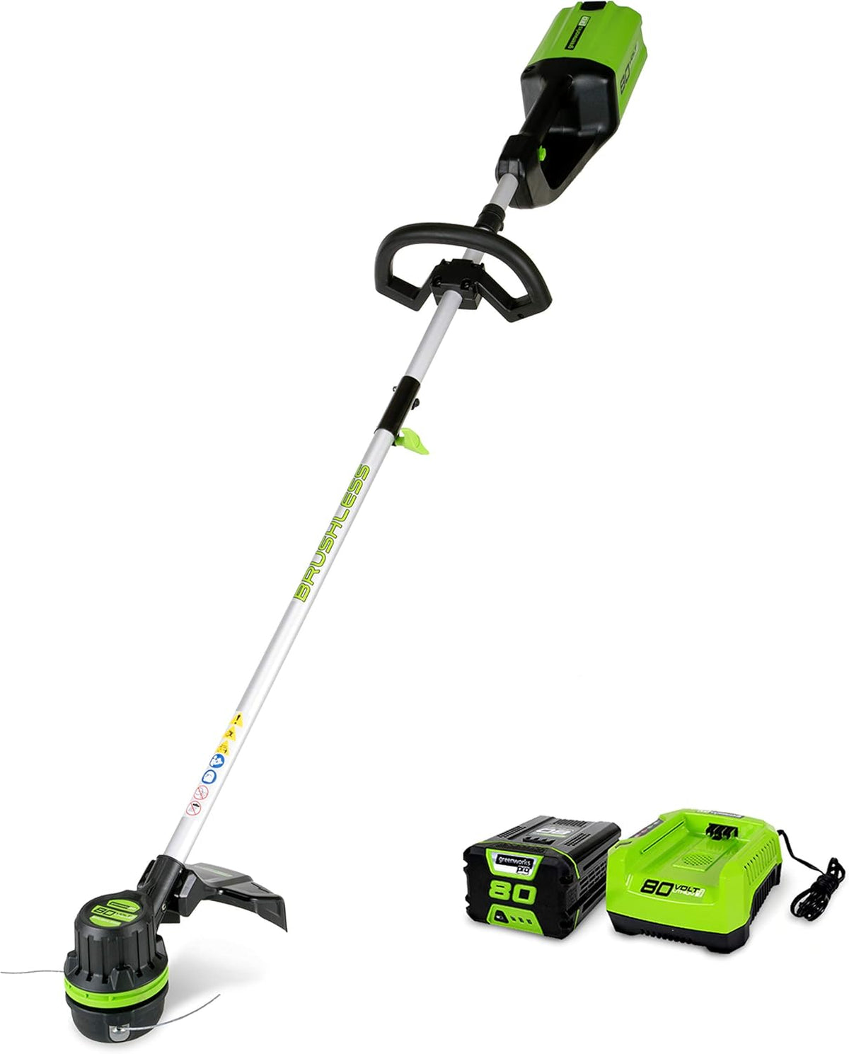 Greenworks 80V 16 inch Brushless String Trimmer, 2.0Ah Battery & Rapid Charger Included, ST80L210 - Field & Nook