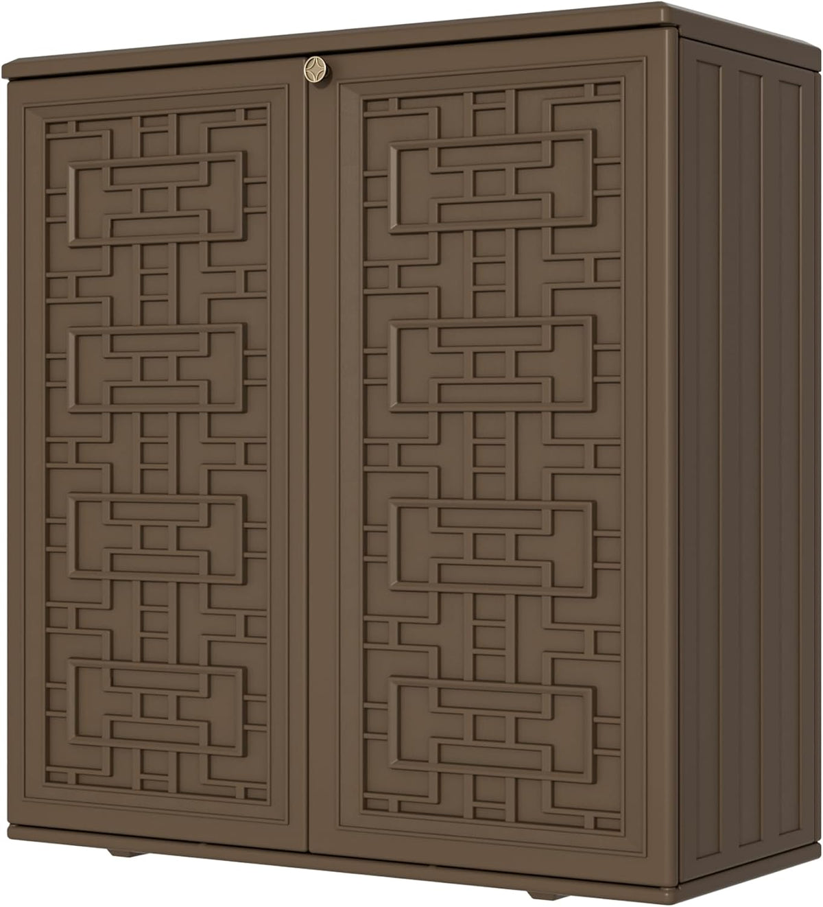 Storage Box Outdoor Caninet,Resin Indoor Storage Box Waterproof Outdoor Storage Cabinets for Patio/Garden/Backyard, Size 34.3''L*15''W*36.2''H(Brown)