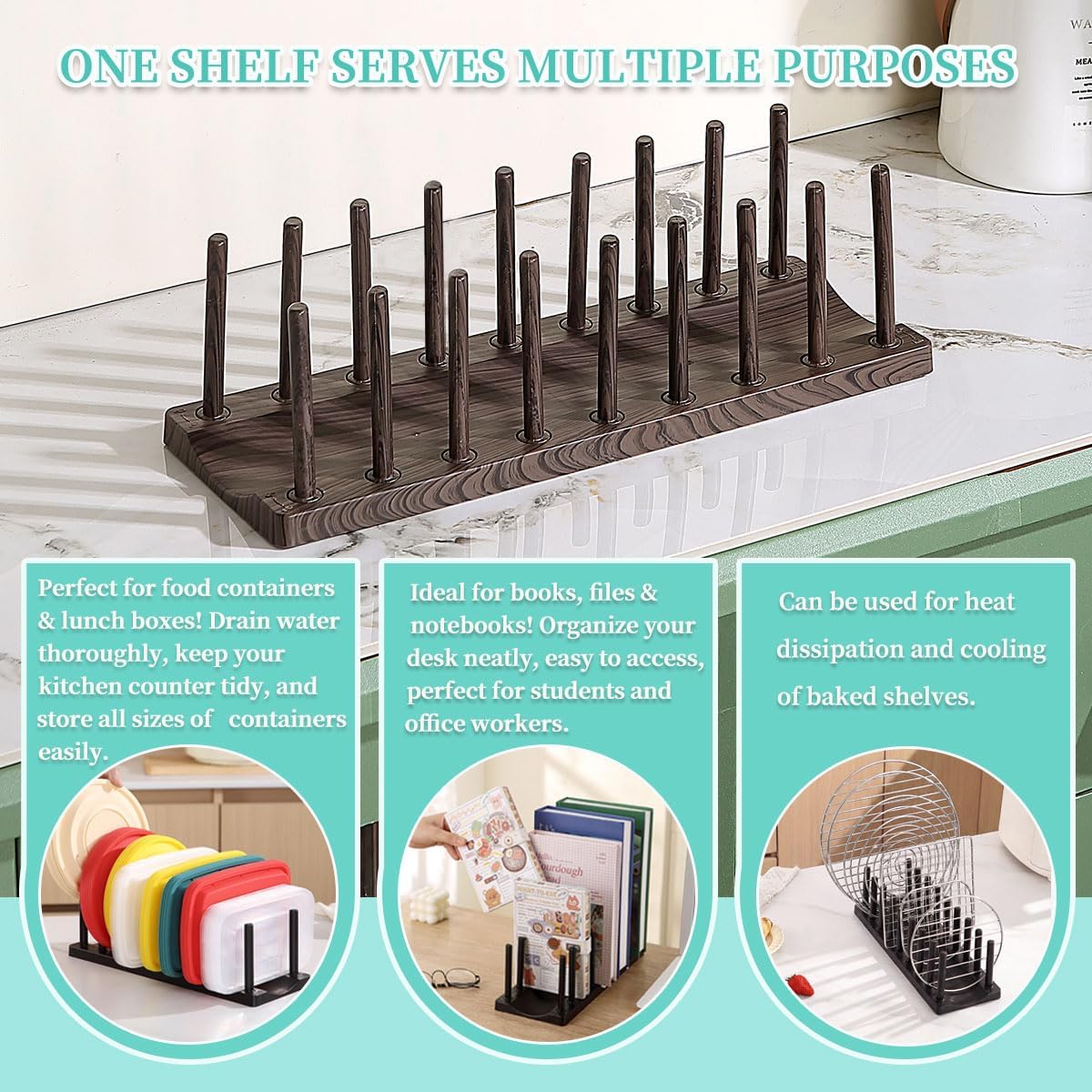 Berglander Dish Rack, 14", Adjustable Vertical Plate and Lid Organizer