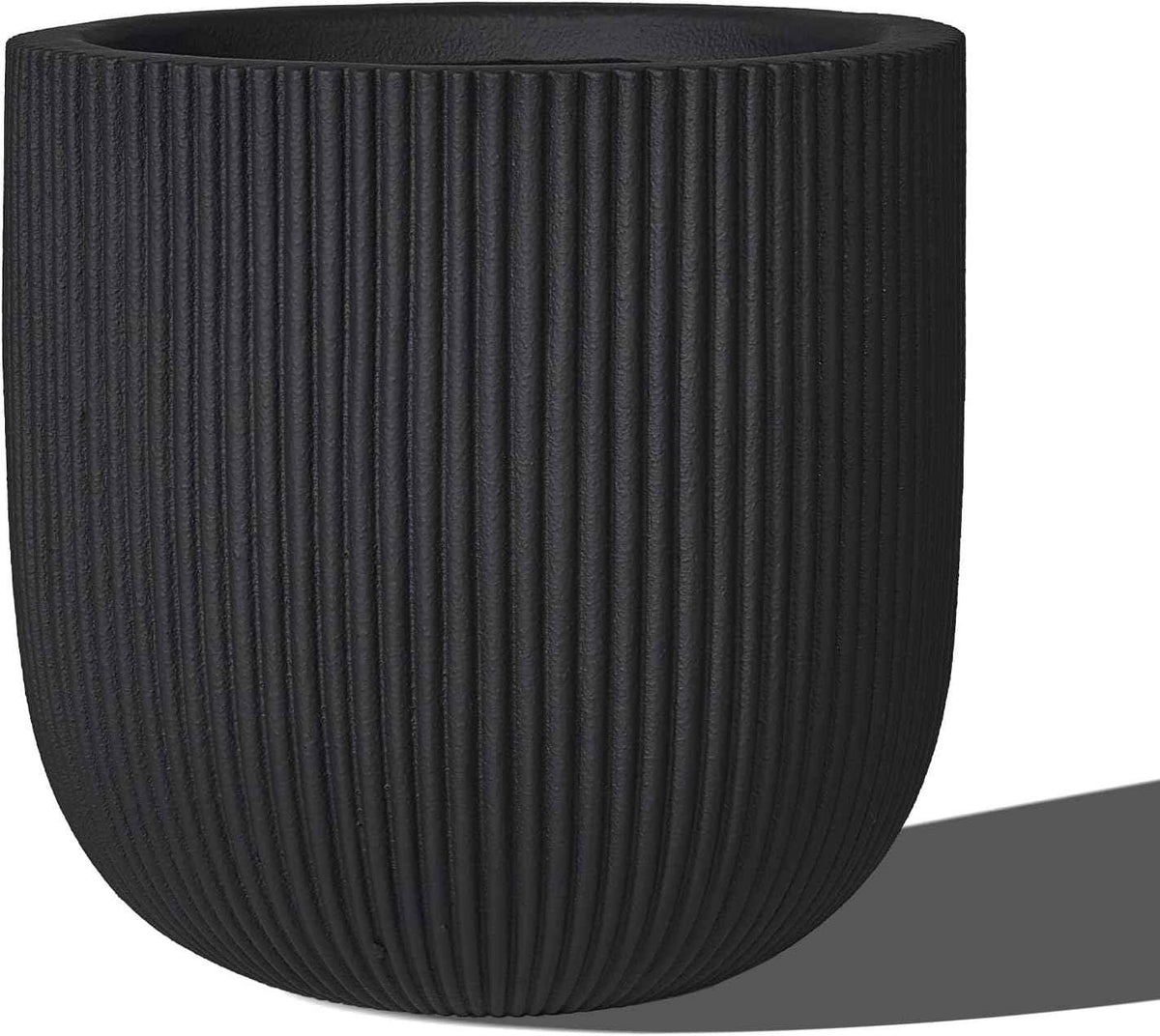 16 Inch Handmade Concrete Outdoor Planter - Classic Striped Design | Fiberglass & Composite Material | Durable for Commercial & Home Decor
