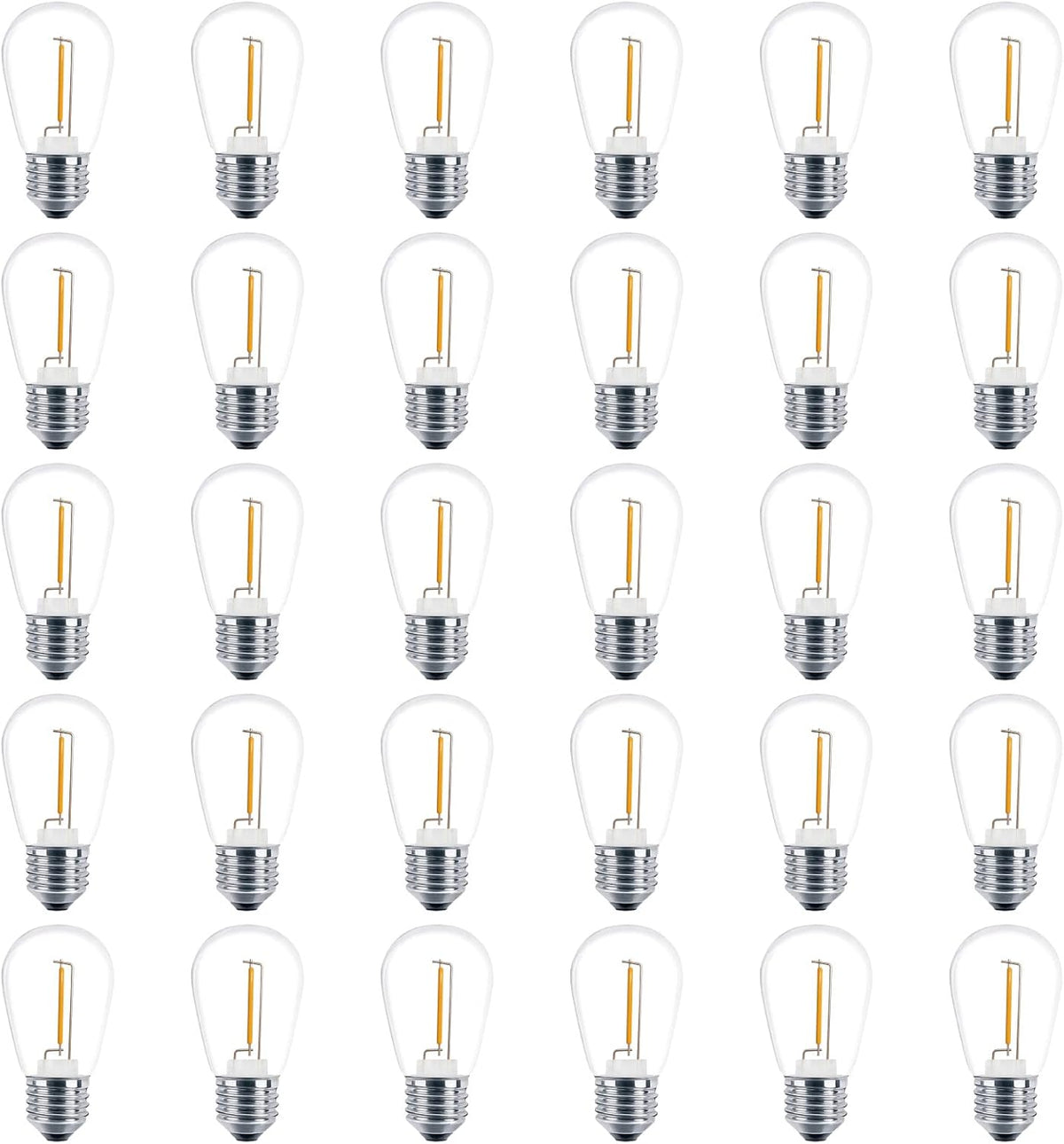 Meconard 30 Pack S14 Edison String Light Bulbs, 1 Watt Replacement Bulbs for Outdoor String Lights, Low Wattage Shatterproof LED Filament Patio Bulbs, E26 Medium Base, 2200K Warm White, Non-Dimmable