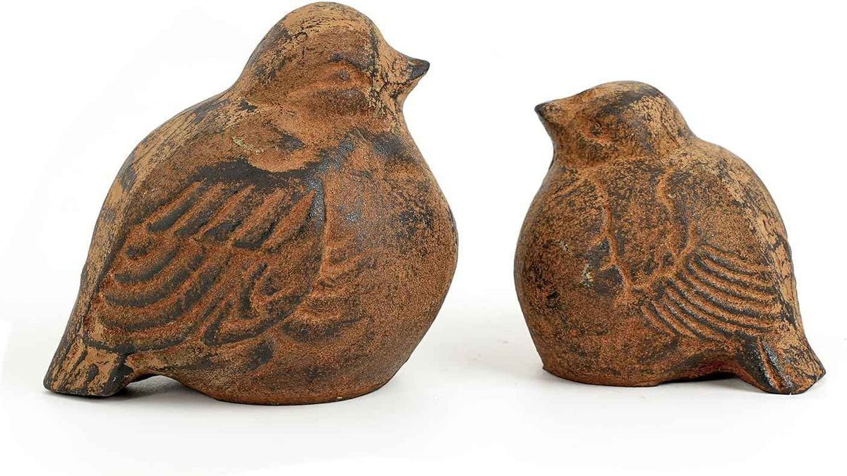 Sungmor Cast Iron Bird Statue, Vintage Animal Collection Figurines, Home Office Table Decor, Paperweight, Doorstop, Garden Lawn Cute Ornament, Rust Finish