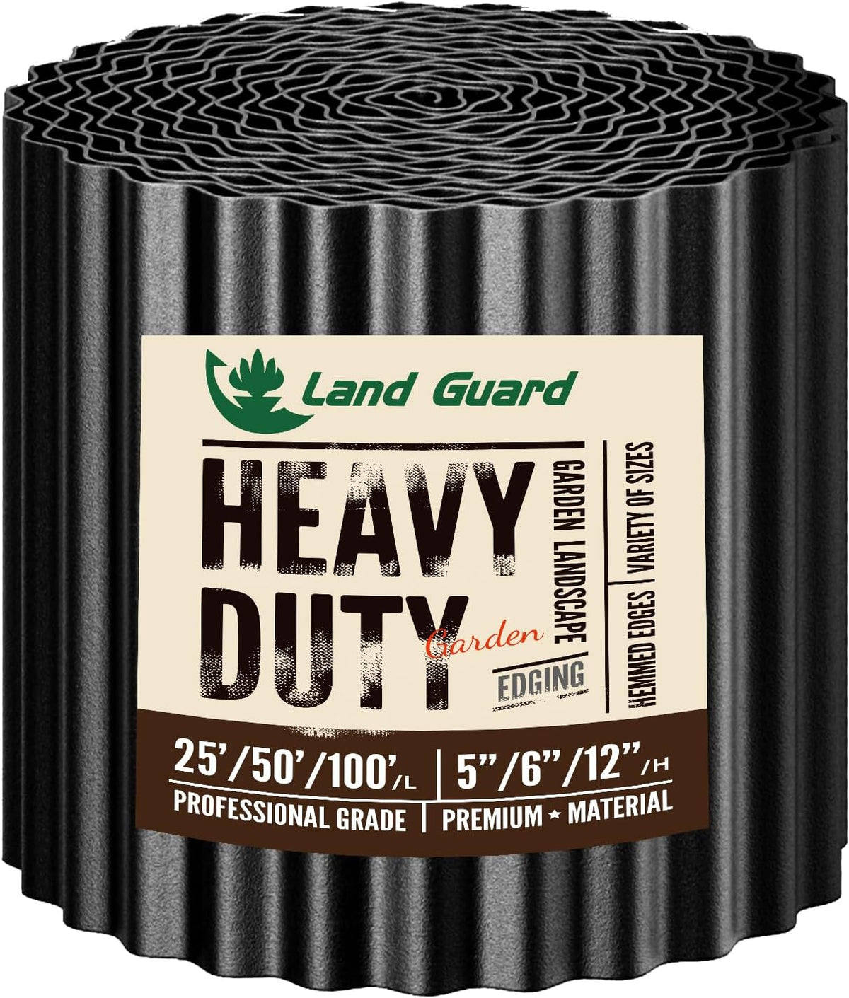 Land Guard Corrugated Garden Edging Border, 6"×25' Landscape Paver Edging, Tall Landscape Edging, Fence for Garden, Flower Bed, Lawn and Landscape Edging (Black)