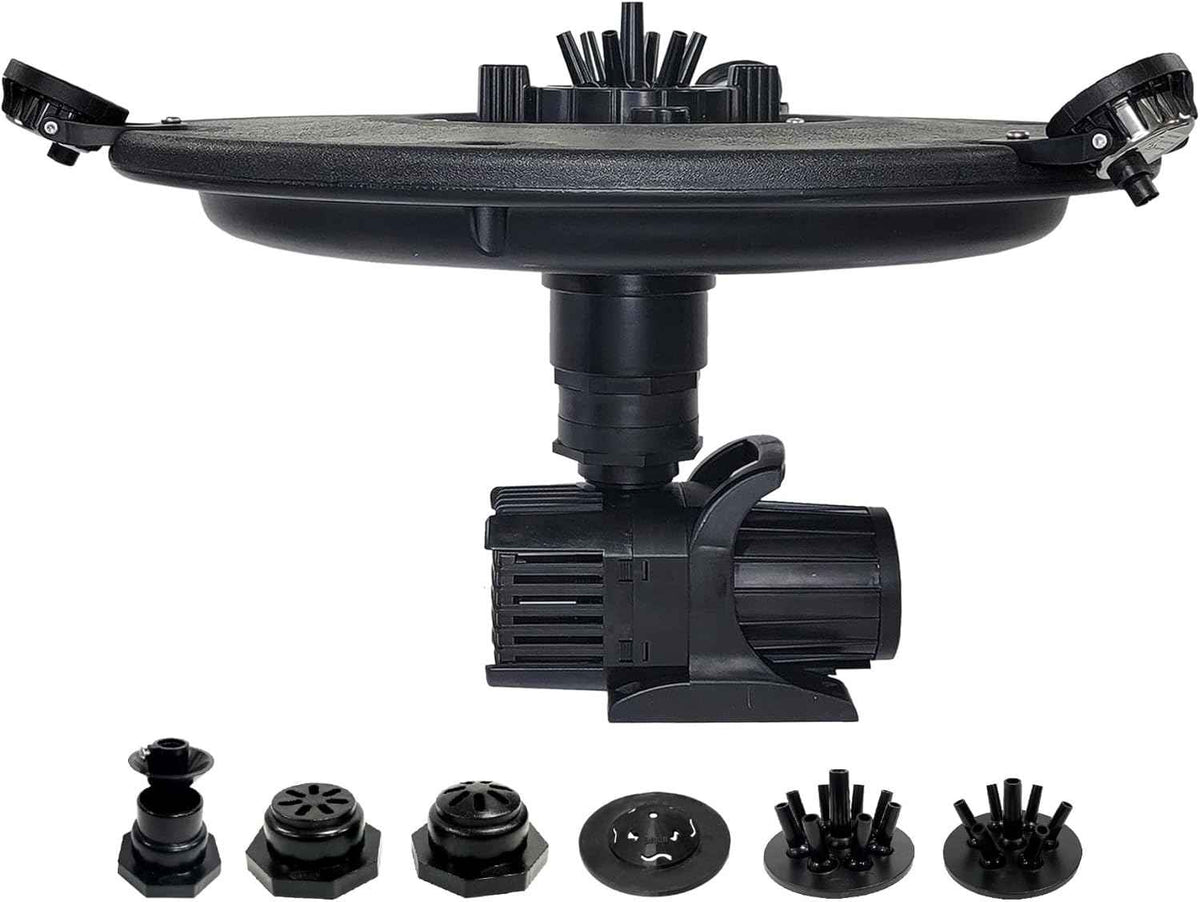 HALF OFF PONDS Floating Fountain – 1/3 HP Pond Aerator, 100' Cord – 5,200 GPH Water Pump – 9 Spray Patterns - White LED Lights – Energy-Efficient - for Ponds & Water Gardens