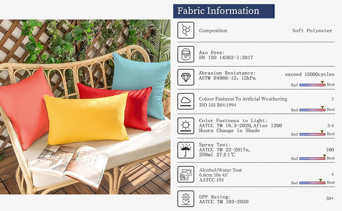 VAKADO Outdoor Waterproof Throw Pillow Covers 18X18 Set of 2 Decorative DarkBlue Patio Furniture Cushion Cases Outside Decor for Couch Garden Bench Porch
