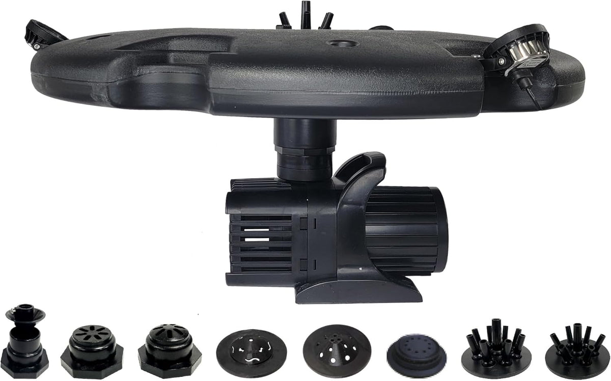 HALF OFF PONDS Floating Fountain – 1.5 HP Pond Aerator with 200' Cord – 12,500 GPH Water Pump –11 Spray Patterns - Energy-Efficient - White LED Lights - for Large Ponds, Lakes & Water Gardens
