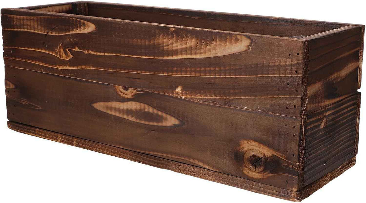 Rustic Wood Planter Box for Succulents and Herbs - Large Outdoor Wooden Flower Pot 40x14x15cm