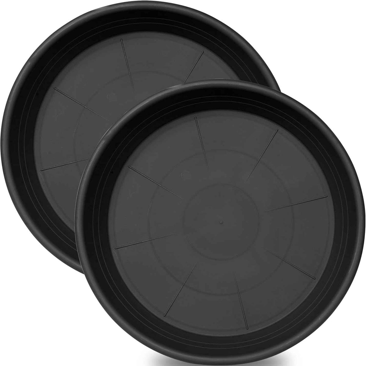 2 Pack of Plant Saucer 12 inch, 12 inch Plastic Plant Drip Trays, Heavy Duty Plant Trays for Indoors no Holes, Plant Water Tray for Planters (Black)